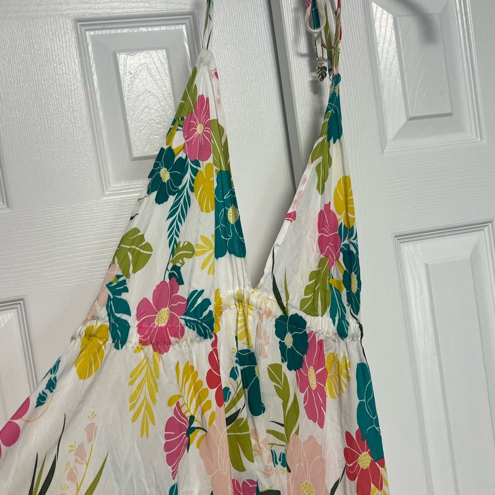 Kate Spade New York Tropical Floral Halter Maxi Dress cover up size Large - Picture 7 of 13
